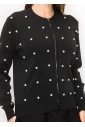 Pearl Embellished Black Knit Jacket