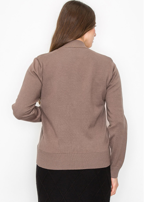 Taupe Plaid Panel Zip-Up Cardigan