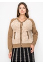 Soft Beige and Camel Knit Cardigan