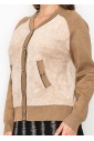 Soft Beige and Camel Knit Cardigan