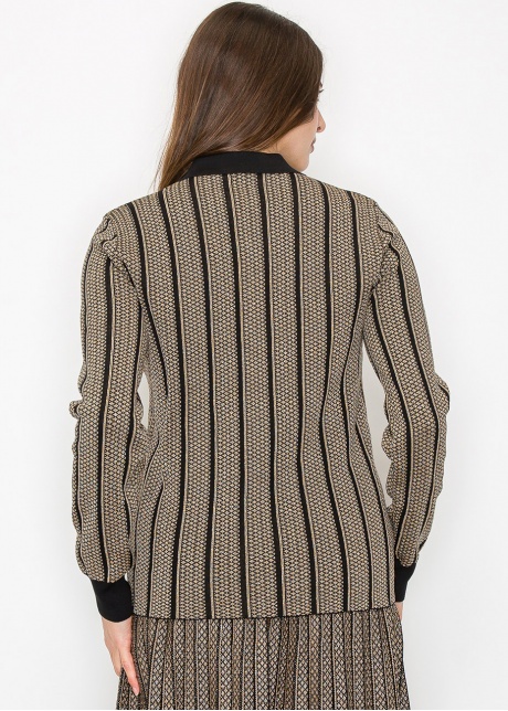 Gold Stripe Button-Down Knit Top