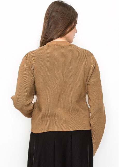 Elegant Ribbed Camel Cardigan