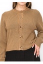 Elegant Ribbed Camel Cardigan