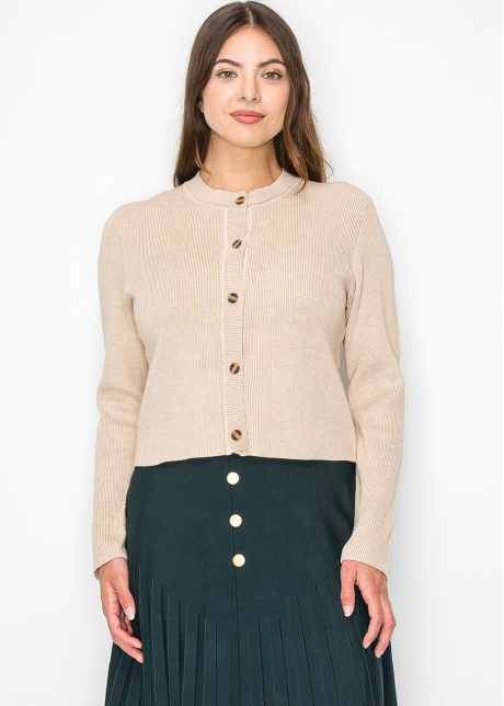 Soft Oatmeal Ribbed Cardigan