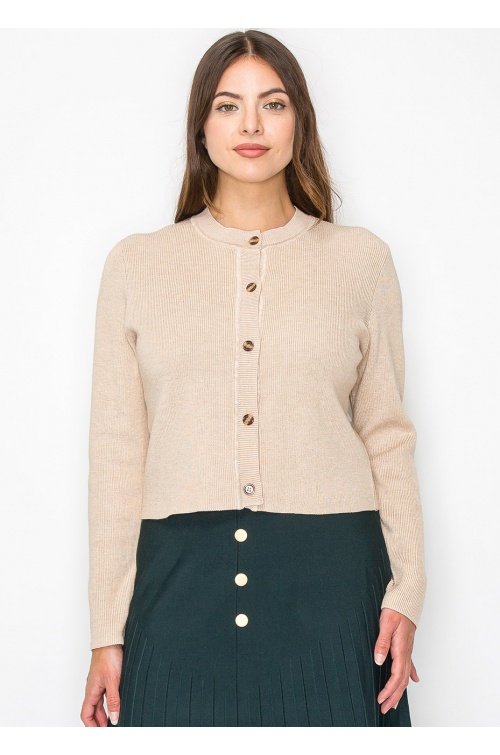 Soft Oatmeal Ribbed Cardigan