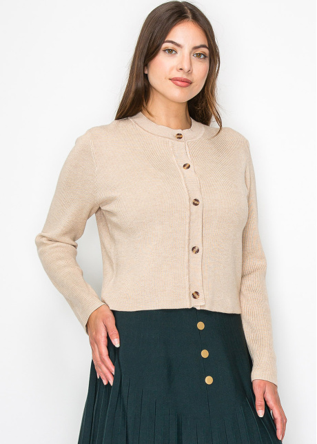 Soft Oatmeal Ribbed Cardigan