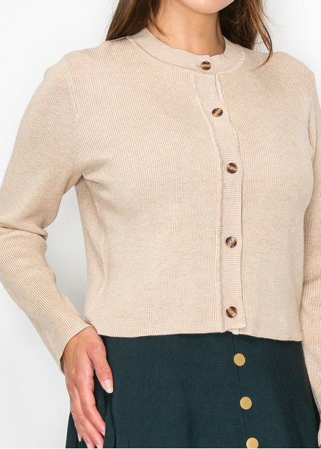 Soft Oatmeal Ribbed Cardigan