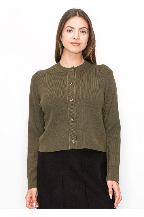 Versatile Olive Buttoned Cardigan