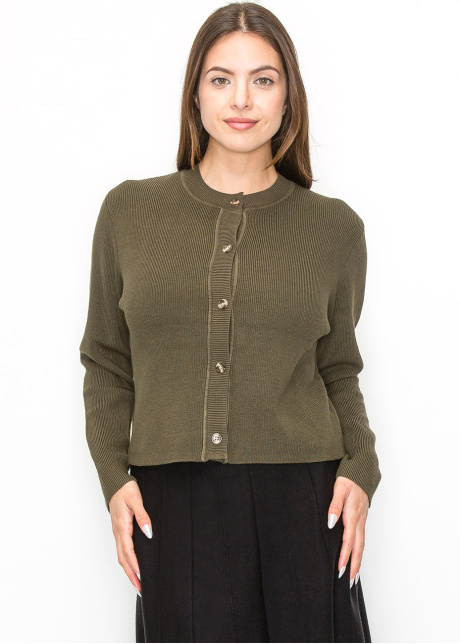 Versatile Olive Buttoned Cardigan