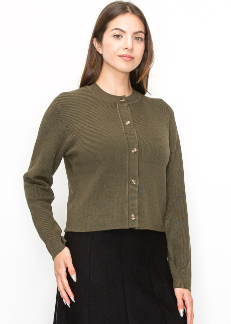 Versatile Olive Buttoned Cardigan