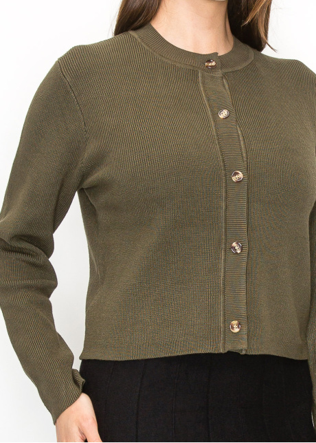 Versatile Olive Buttoned Cardigan