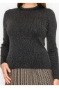 Black Sparkle Ribbed Knit Top