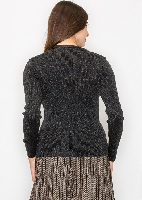 Black Sparkle Ribbed Knit Top