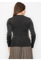 Black Sparkle Ribbed Knit Top