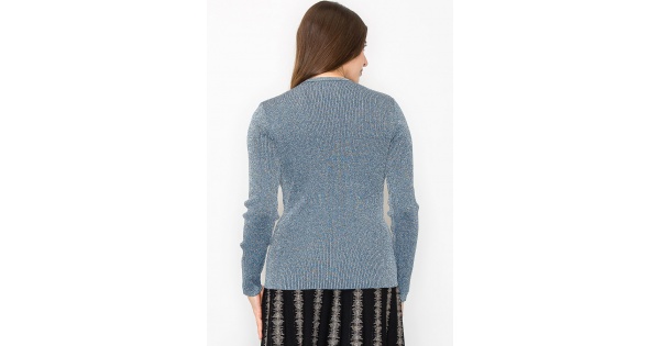 Subtle Sparkle Blue Sweater | Modest Women Clothing - YAL
