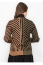 Camel & Black Sweater with Artistic Stripes