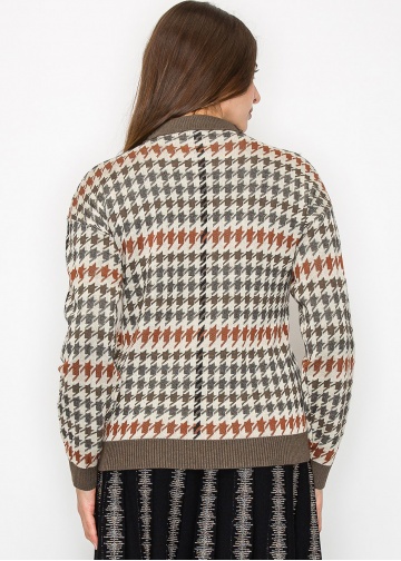 ◇NASTY FANCY CLUB◇ NF Houndstooth Check Crop Knit Tee SKY 팬시클럽 하운드 투스 체크 크롭 니트 티 스카이 블루 | FANCY