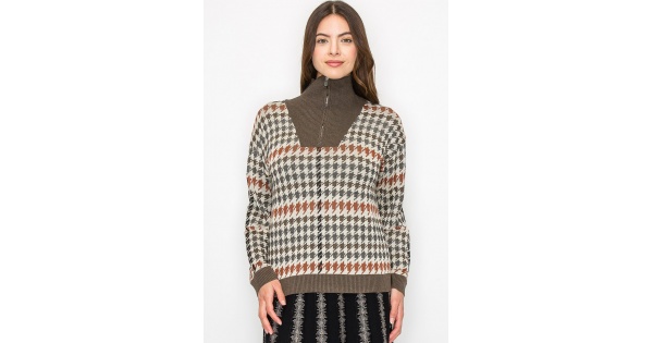 トップス Sulvam Asymmetry Houndstooth Knit MakeMeChic Women's Houndstooth Sweater Vest Sleeveless V
