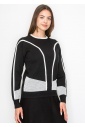 Black and White Graphic Knit Pullover