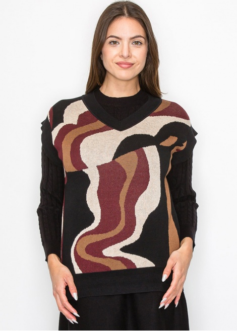 Burgundy Wave V-Neck Vest Burgundy Wave V-Neck Vest