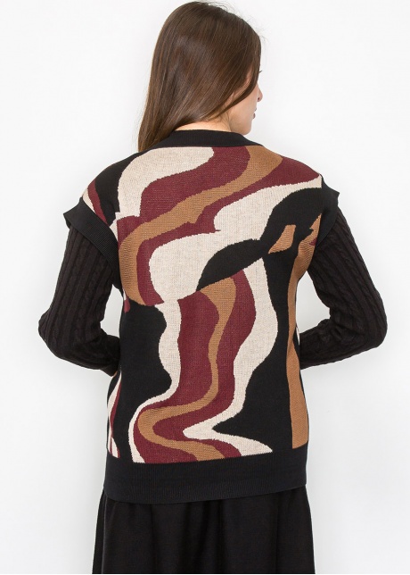 Burgundy Wave V-Neck Vest