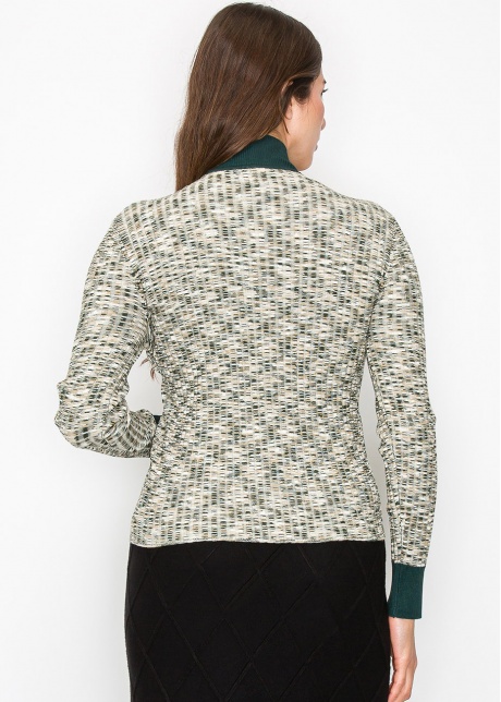 Multi-Tone Knit Sweater with High Neck
