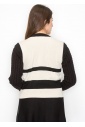 Cream Striped V-Neck Vest