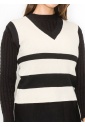 Cream Striped V-Neck Vest