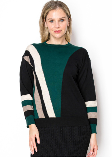 Geometric Green Knit Sweater
