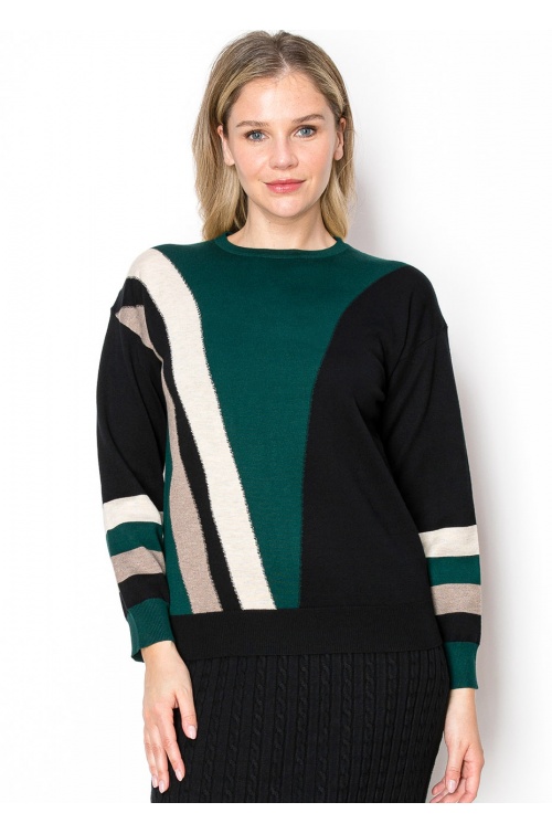 Geometric Green Knit Sweater