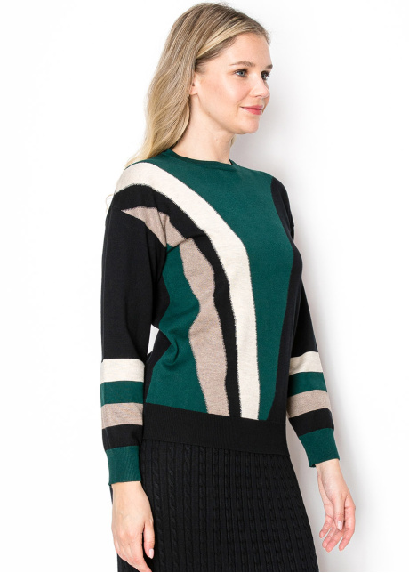 Geometric Green Knit Sweater