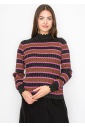 Shimmer Stripe Sweater with Scalloped Trim