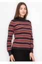 Shimmer Stripe Sweater with Scalloped Trim