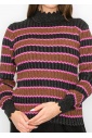 Shimmer Stripe Sweater with Scalloped Trim