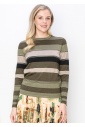 Olive Stripe Modest Knit Top