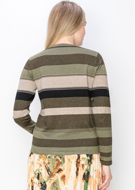 Olive Stripe Modest Knit Top