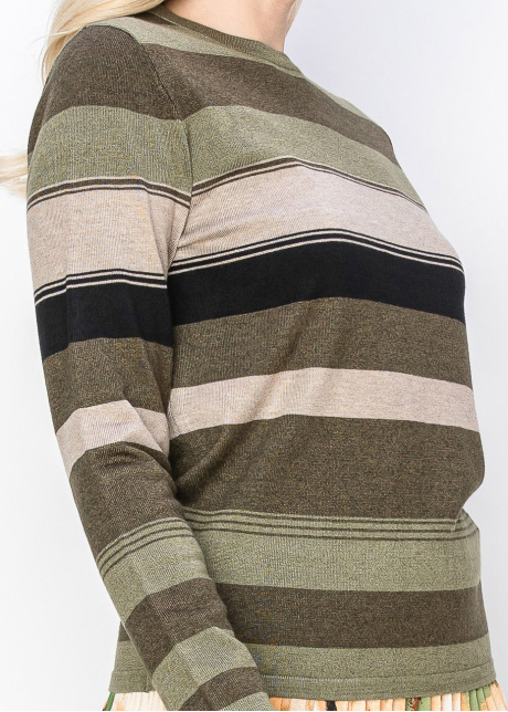 Olive Stripe Modest Knit Top
