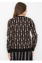 Black Cardigan with Bold Geometric Print