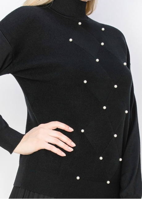 Pearl Accent Black Knit Sweater