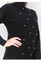 Pearl Accent Black Knit Sweater