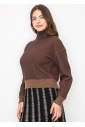 Textured Brown High Neck Sweater