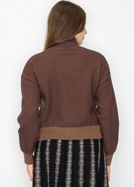 Textured Brown High Neck Sweater