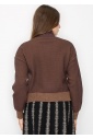 Textured Brown High Neck Sweater