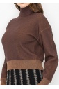 Textured Brown High Neck Sweater