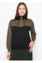 High-Neck Olive Panel Sweater