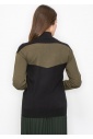 High-Neck Olive Panel Sweater