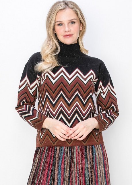Zigzag Chic: Multicolor Chevron Sweater