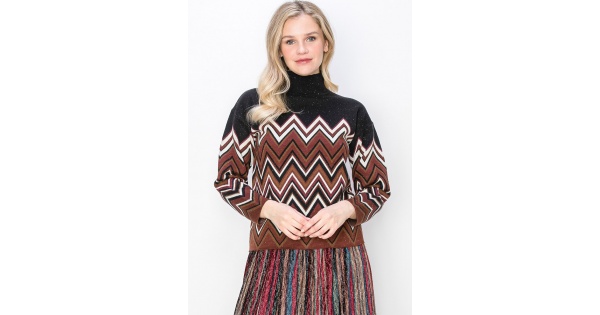 Zigzag Chic: Multicolor Chevron Sweater | Modest Women