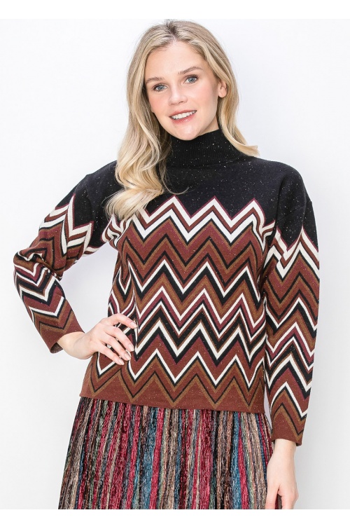 Zigzag Chic: Multicolor Chevron Sweater