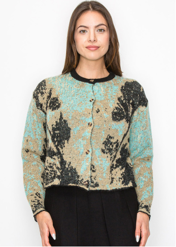 Abstract Nature Buttoned Cardigan